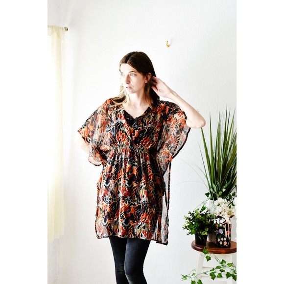 Unbranded Tops - LA Hearts Kimono Wrap Womens One Size Turquoise‎ Floral Excellent Lace Trim Boho